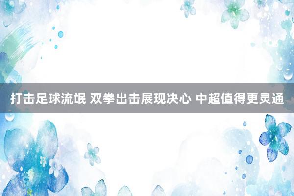 打击足球流氓 双拳出击展现决心 中超值得更灵通