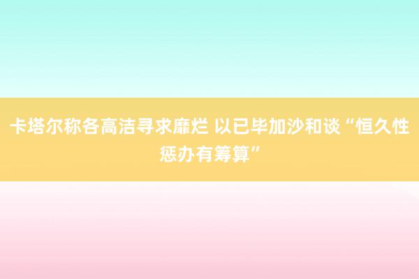 卡塔尔称各高洁寻求靡烂 以已毕加沙和谈“恒久性惩办有筹算”