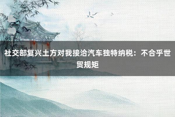 社交部复兴土方对我接洽汽车独特纳税：不合乎世贸规矩