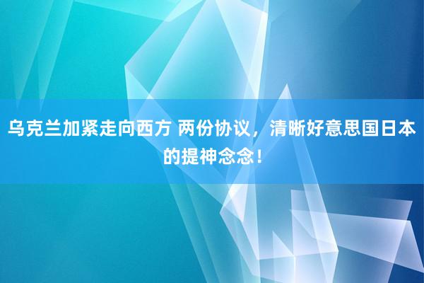 乌克兰加紧走向西方 两份协议，清晰好意思国日本的提神念念！