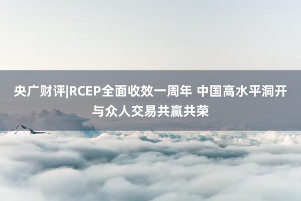 央广财评|RCEP全面收效一周年 中国高水平洞开与众人交易共赢共荣