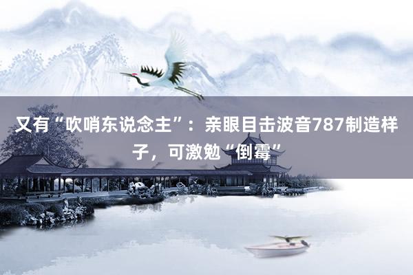 又有“吹哨东说念主”：亲眼目击波音787制造样子，可激勉“倒霉”