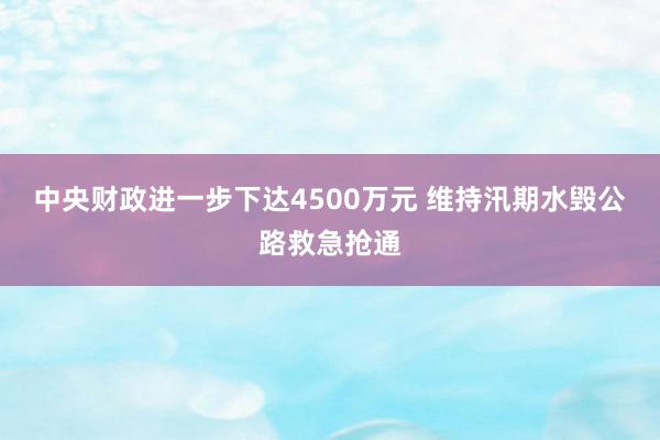 中央财政进一步下达4500万元 维持汛期水毁公路救急抢通