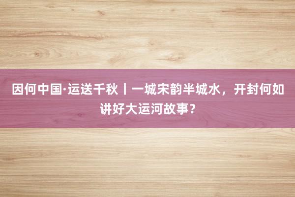 因何中国·运送千秋丨一城宋韵半城水，开封何如讲好大运河故事？