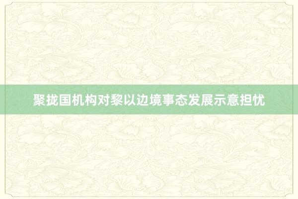 聚拢国机构对黎以边境事态发展示意担忧