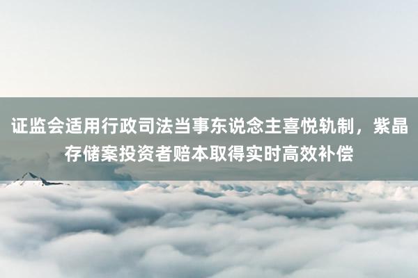 证监会适用行政司法当事东说念主喜悦轨制，紫晶存储案投资者赔本取得实时高效补偿