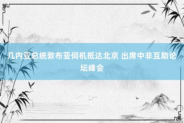 几内亚总统敦布亚伺机抵达北京 出席中非互助论坛峰会