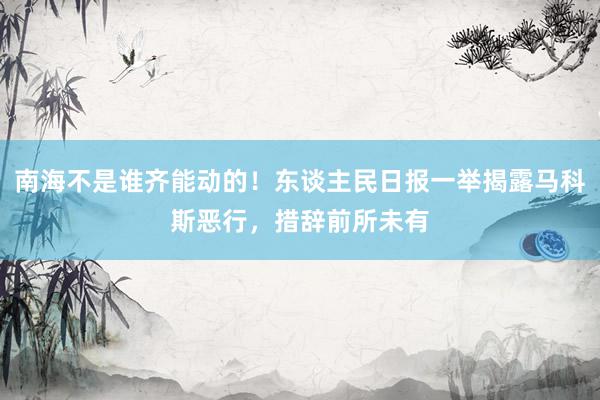 南海不是谁齐能动的！东谈主民日报一举揭露马科斯恶行，措辞前所未有